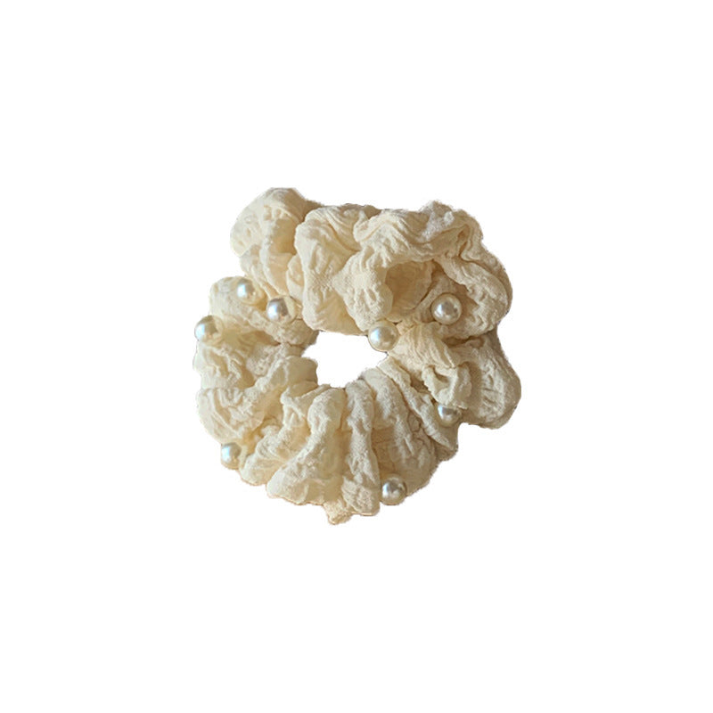 Buy Center Hot Pick-Pleated Seersucker Cream Pearl Large Intestine Ring