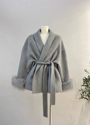 Fox Fur Double-sided Temperament Wool Overcoat