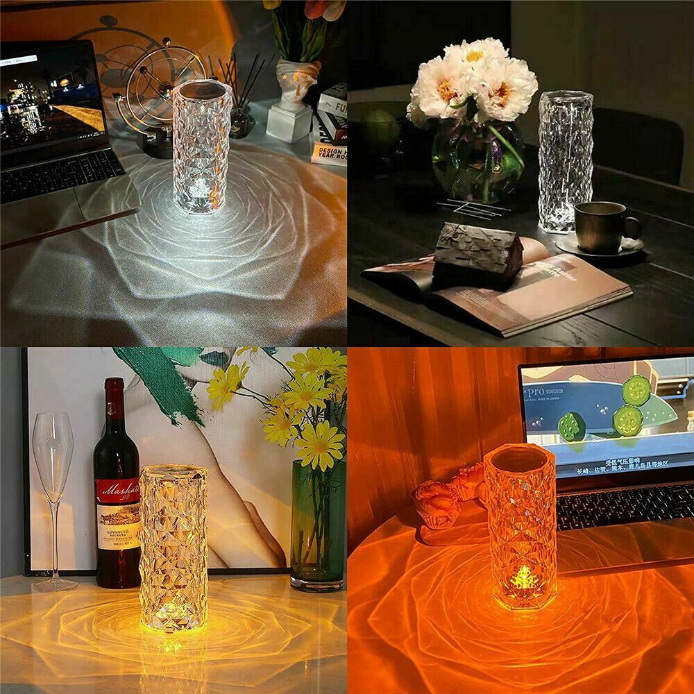 LED Crystal Table Lamp Diamond Rose Night Light Touch Atmosphere &Remote Control Buy Center