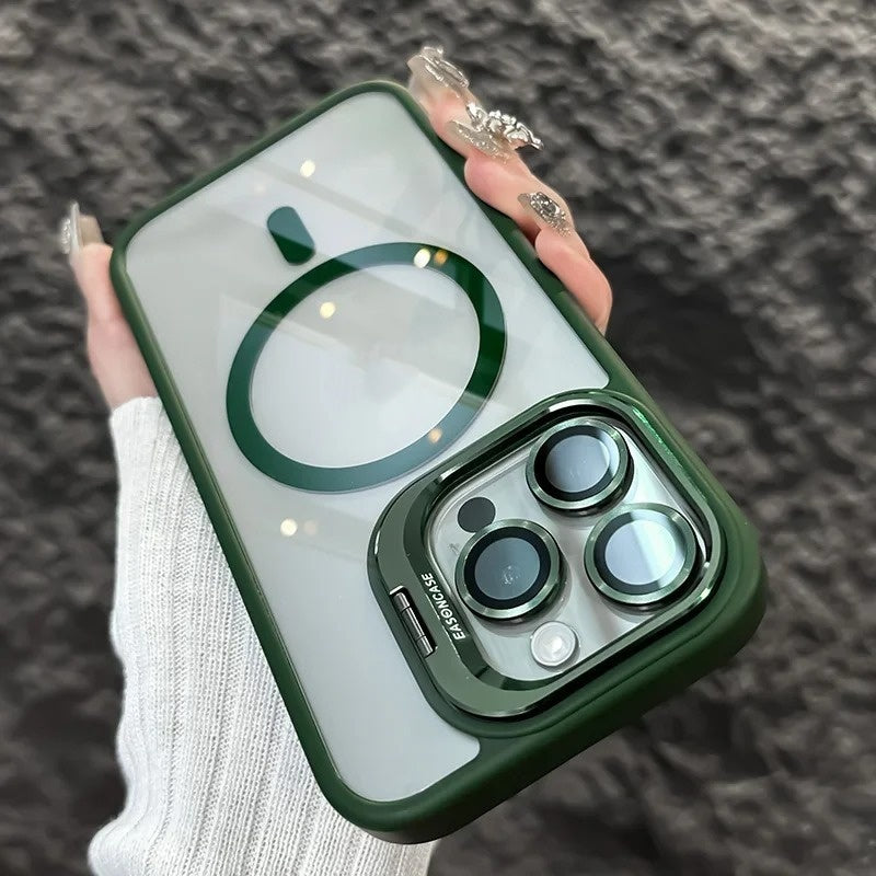 Fresh Arrivals at Buy Center: Invisible Bracket Transparent Phone Case With CD Pattern Lens Protector Cangling Green