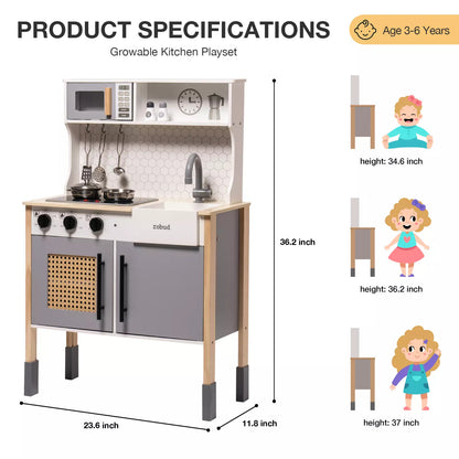 Fresh Arrivals at Buy Center: ROBOTIME DIY Pretend Play Kitchen Cooking Toy Set Gift For Boys And Girls Gray