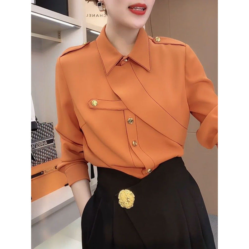 Clothes For Women Spring And Autumn This Year's Popular Shirt Outer Wear Irregular Design Special Interest Light Luxury Temperament Buy Center