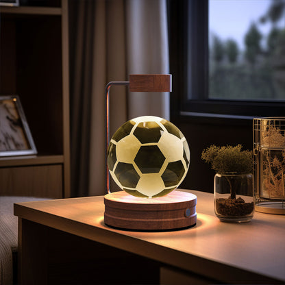 Crystal Ball Cosmic Dinosaur Indoor Night Light USB Power Warm Bedside Light Birthday Gift Night Lamp Football Dark wood