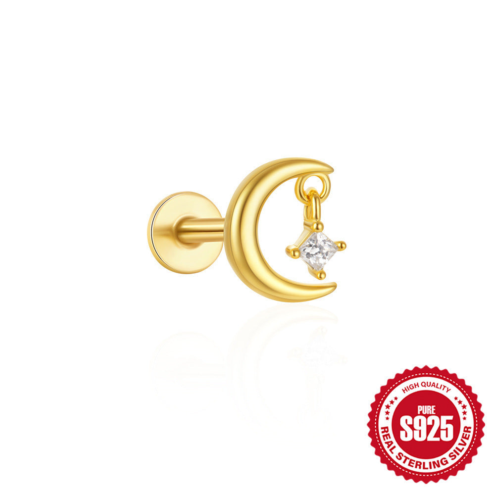 Buy Center Handpicked- S925 Sterling Silver Tassel Cartilage Horse Eye Zircon Piercing Ear Stud Single Gold 2