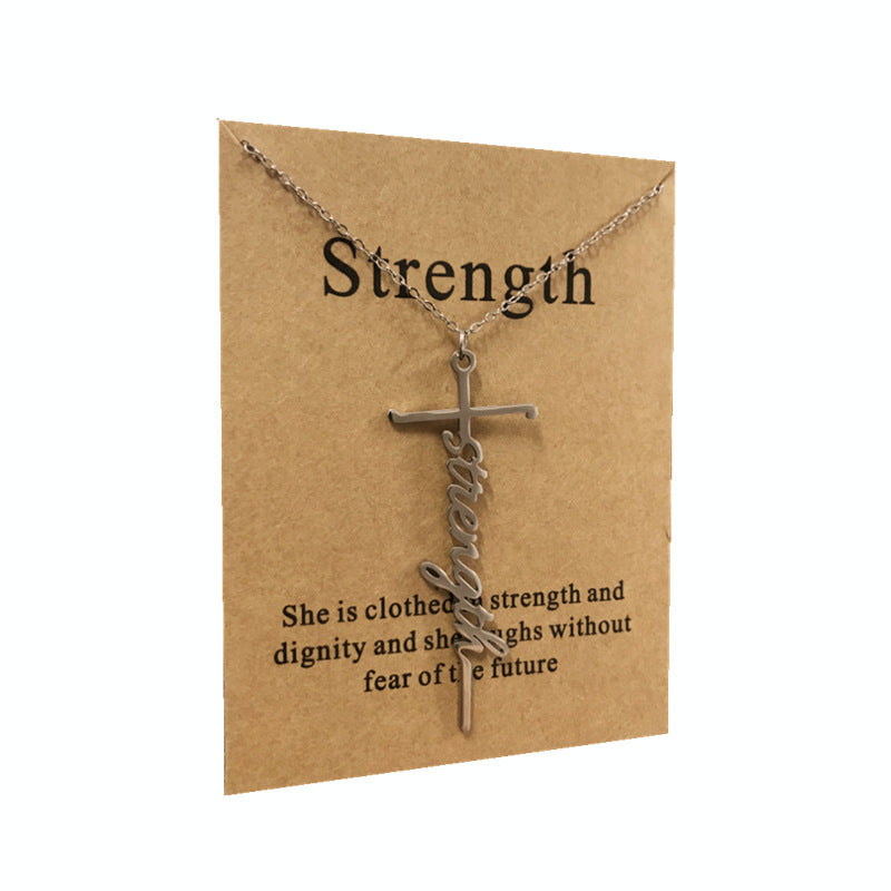 Stainless Steel Titanium Steel Faith Power Letter Cross Pendant Buy Center