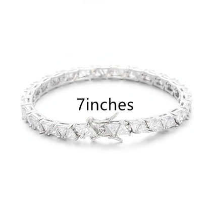 Now Available at Buy Center: 4X4mm Triangle Copper Inlaid Zircon Single Row 7inches Bracelet Platinum