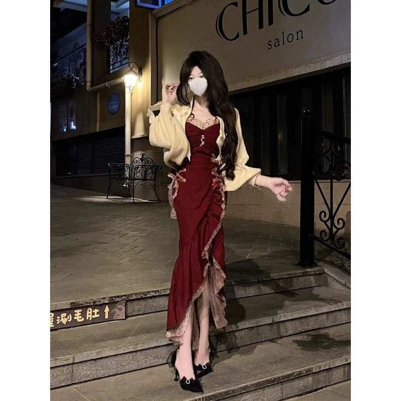 Buy Center Excellence-Women's Socialite Hip Spaghetti Straps Slimming Fishtail Dress