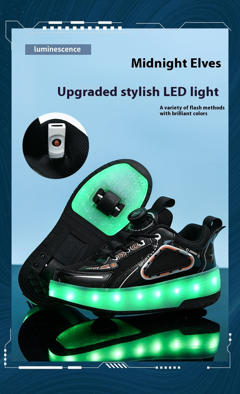 Fresh Arrivals at Buy Center: Double Wheel Heelys Children's Luminous Charging Roller Skating Deformation Skate Shoes