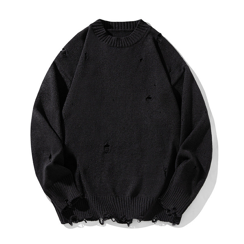 Irregular Hollow-out Ripped Chenille Velvet Sweater Buy Center