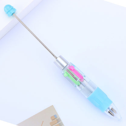 Buy Center Ultimate-Cute Puzzle Multi-color Beaded Visible Transparent Ballpoint Pen Bullet Type 0.7 9 Macarons Blue