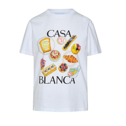 Newly Released at Buy Center: Afternoon Tea Hamburger Printed Loose All-match Short Sleeve Fashion Brand T-shirt