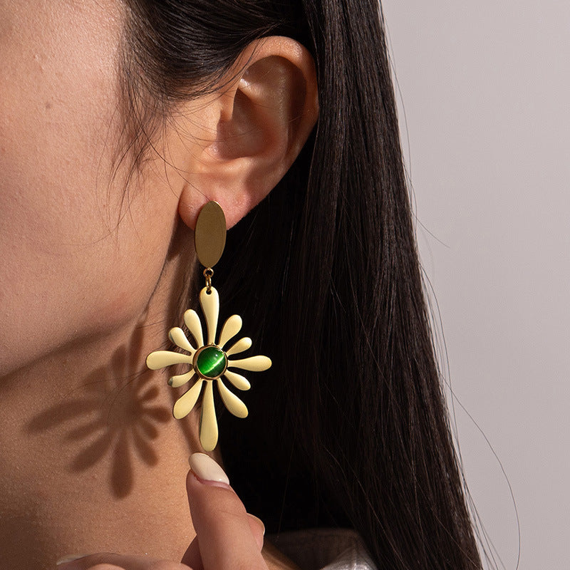 Vintage Fashion Green Stone Flower Tassel Earrings For Women | Health, Beauty & Hair2 | Buy Center