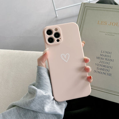 Fresh Arrivals at Buy Center: Simple Love Fine Hole Soft Shell Straight Edge Phone Case Pink Love Heart