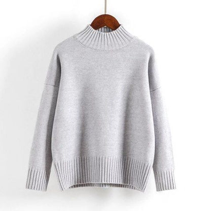 White Turtleneck Sweater Women's Pullover Gray