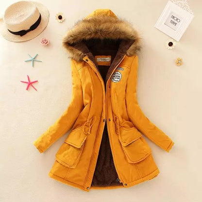 Autumn And Winter New Women's Plus Size Thickened Calibration Long-sleeved Hooded Lamb Wool Cotton-padded Jacket Buy Center