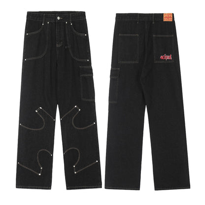 Newly Released at Buy Center: Irregular Stitching Denim Trousers For Men