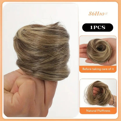 Simulation de boucle de cheveux pour femme avec perruque moelleuse et élastique