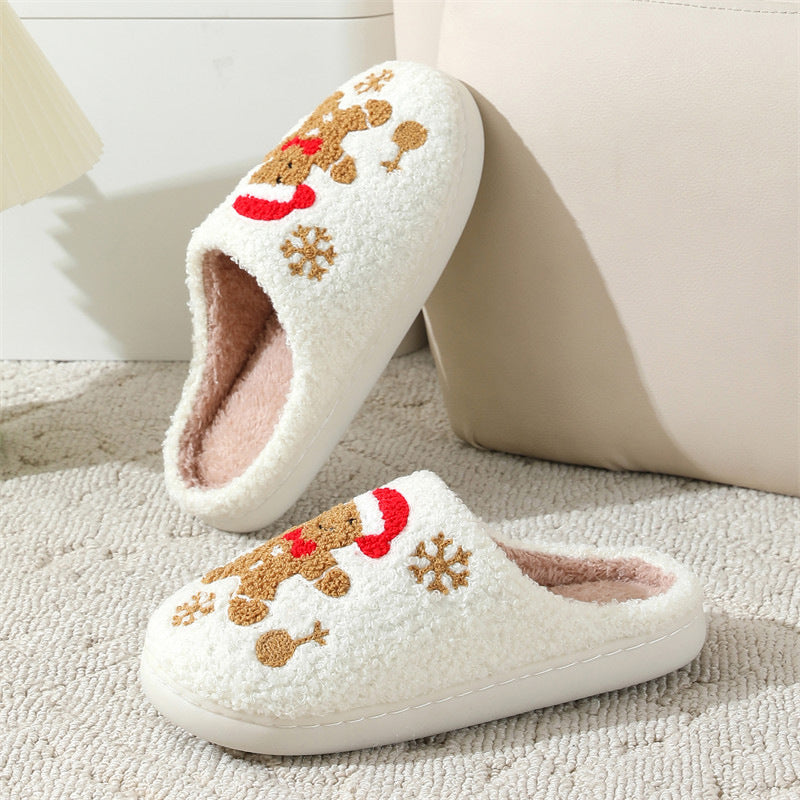 Christmas Snowflake Gingerbread Slippers Winter Indoor Non-slip Floor Bedroom Fuzzy House Shoes For Women Home Slippers Buy Center