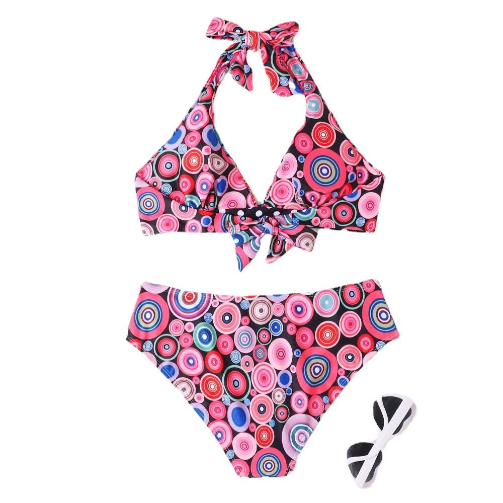 Fresh on the Scene at Buy Center: Women's Printed High Waist Split Bikini Suit