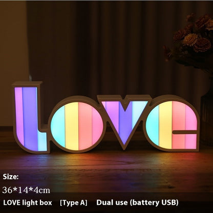 Fresh on the Scene at Buy Center: LED Ornamental Festoon Lamp Modeling Creative Decorative Light Proposal Declaration Holiday Layout English LOVE Letter LED Light Geometric Stripes LOVE Light Box