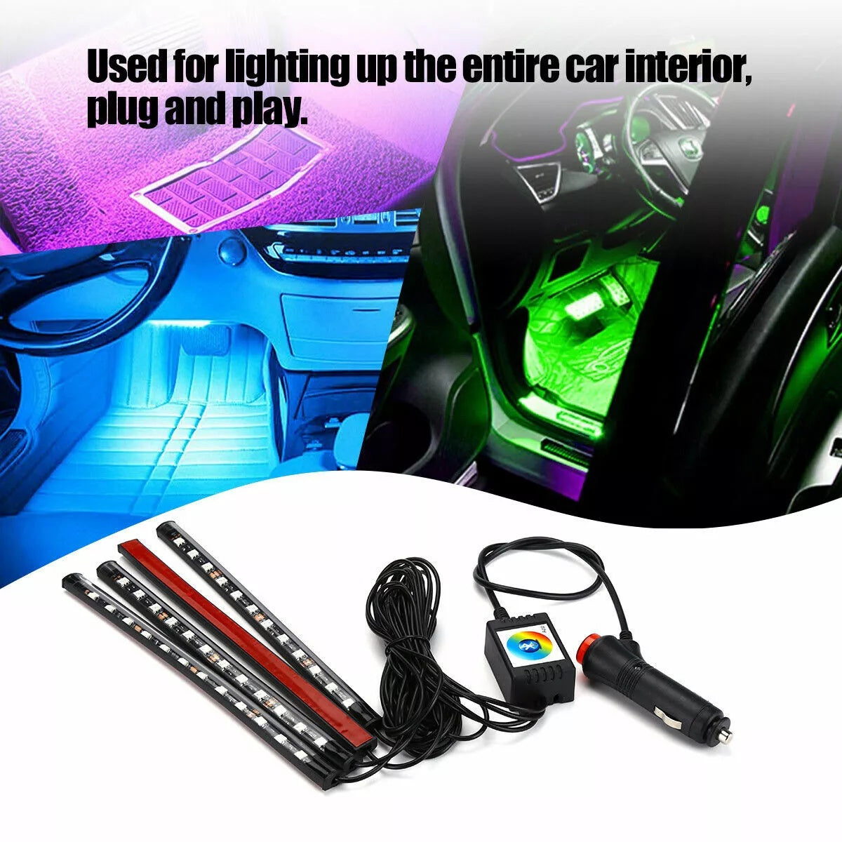 Auto LED RGB Interior Atmosphere Strip Light Decorative Foot Lamp With USB Wireless Remote Music Control Multiple Modes For Car | Automobiles & Motorcycles2 | Buy Center