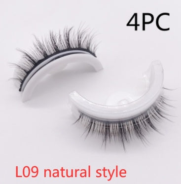 Buy Center Premium-Reusable 3D Mink Lashes Natural False Eyelashes Self Adhesive Fake Glue Free Makeup Eyelash Extension Silk L09 natural style Crystal box 4PCS