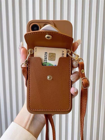 Buy Center Top Rated-Brown Heart Card Holder Leather Phone Cover Oblique