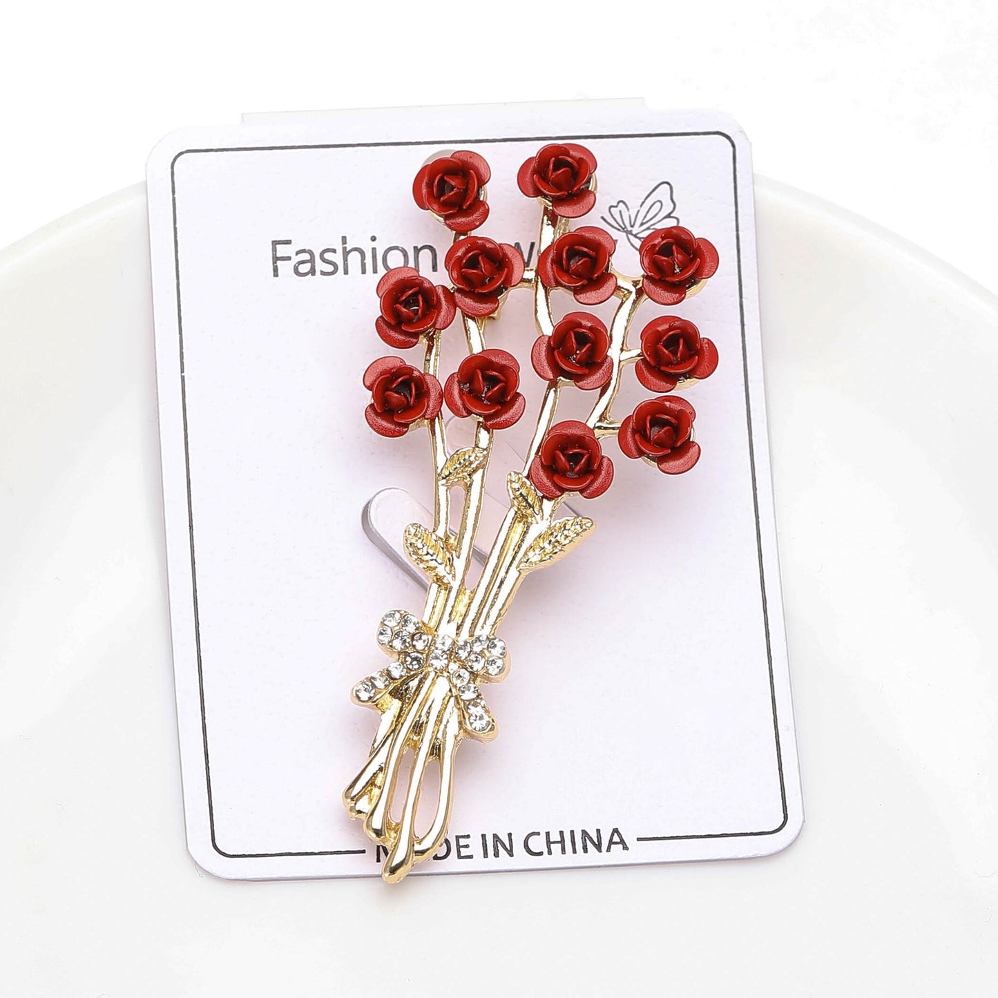 Broche en émail avec taches d'huile et fleurs de la série Wedding