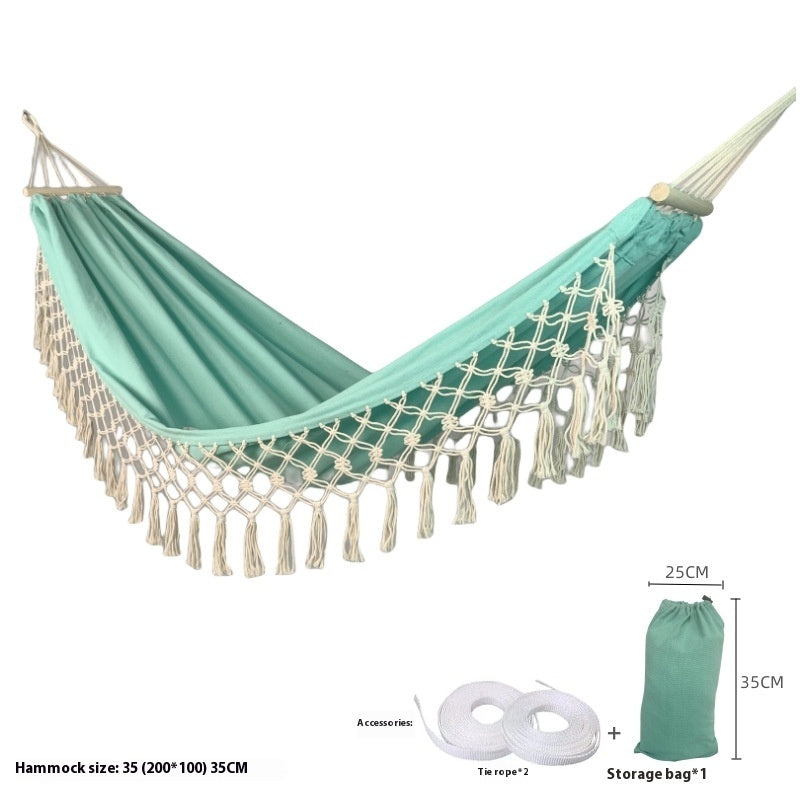 Just Arrived at Buy Center: Wooden Stick Anti-rollover Canvas Hammock Outdoor Supplies Green