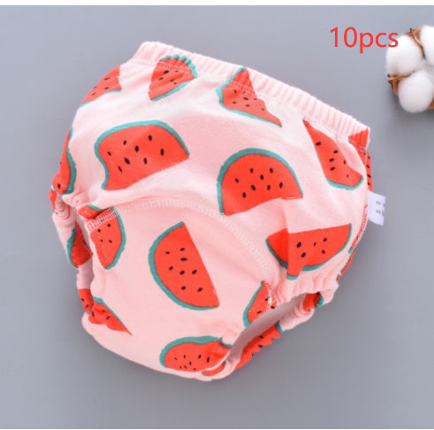 Hot New Items at Buy Center: Baby Training Pants Washable 6-layer Gauze Diaper Cover Red watermelon 10PCS