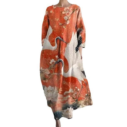 Buy Center Hot Pick-Women's Printed Round Neck Sweet Dress