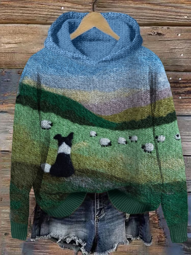 Hot New Items at Buy Center: Mysterious Cat Art Print Stitching Hoodie Sweater LIANMAO25