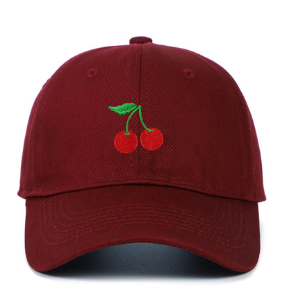 Cherry Embroidered Peaked Cap Outdoor Travel Sun-shade Sun Protection Hat