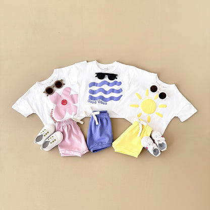 Fresh Arrivals at Buy Center: Baby Sun Print Top Casual Short Sleeve Two-piece Set