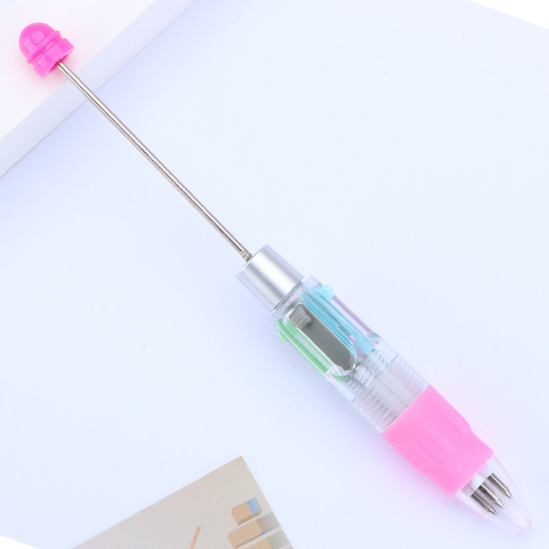 Buy Center Ultimate-Cute Puzzle Multi-color Beaded Visible Transparent Ballpoint Pen Bullet Type 0.7 12 Fluorescent Rose