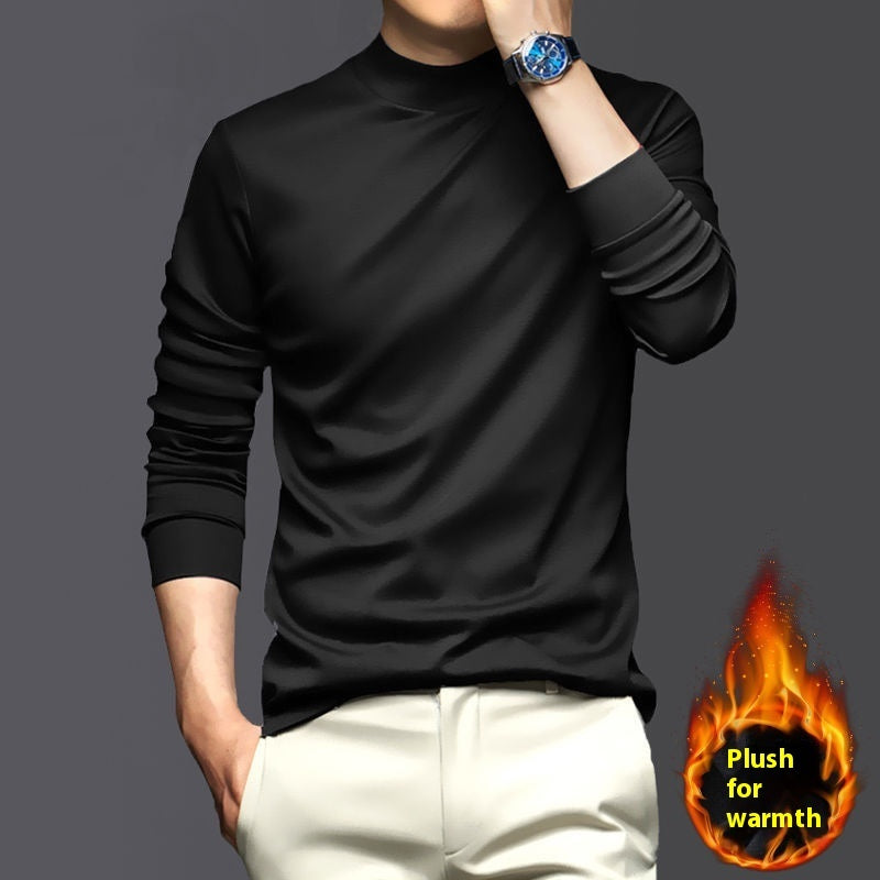 Just Arrived at Buy Center: Warm Mercerized Cotton Men's Half-high Collar Bottoming Shirt