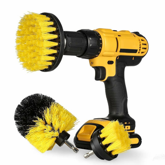 New Drill Brush Attachment Scrubber Brushes Set Kit With Adapter For Car Shower Tile Yellow