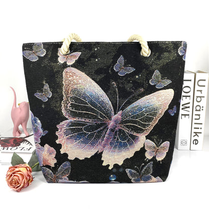 Fantasy Purple Butterfly Double-sided Gold Silk Embroidered Handbag With Zipper Buy Center