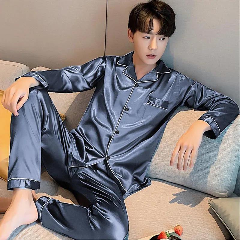 Hot New Arrivals at Buy Center: Men's Fashion Large Size Silk Pajamas Suit 101Style