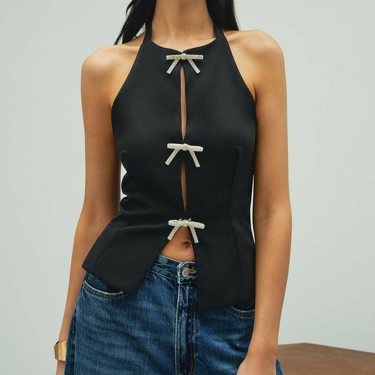 Bowknot Decoration Hanging Collar Top