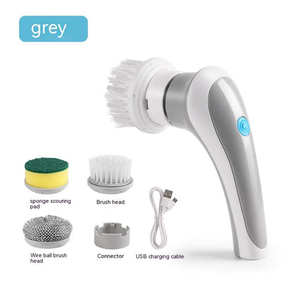 Electric Cleaning Brush 4 In 1 Spinning Scrubber Handheld Electric Cordless Cleaning Brush Portable Gray