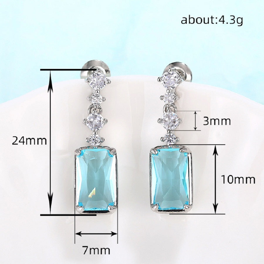 Buy Center Deal-Fashion Earrings Rectangular Mid-length Women