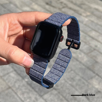 Hot New Items at Buy Center: Slim Denim Magnetic Buckle Watch Strap Dark Blue