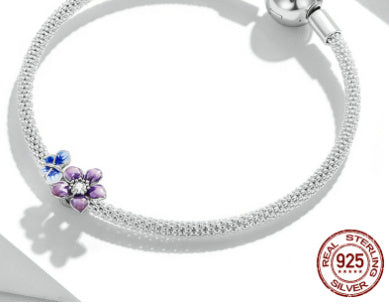 Pulsera de cuentas de plata esterlina S925 con baño de oro blanco y cuentas de colores