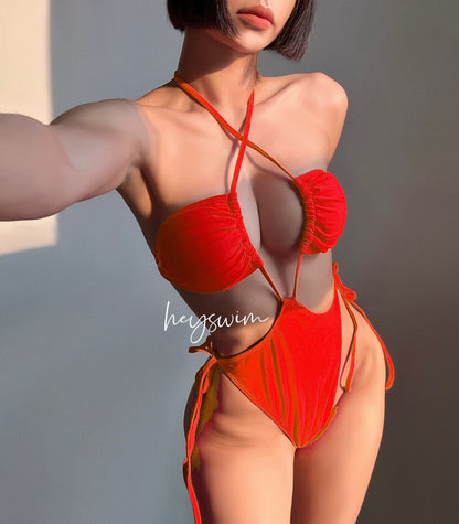 Fresh Arrivals at Buy Center: Fashion Drawstring One-piece Swimsuit For Women Red