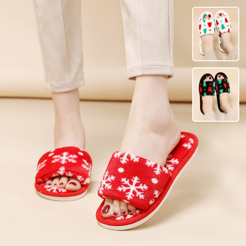 Christmas Tree Home Slippers Fashion Floor Bedroom Open-toe Plush Slippers For Women Fuzzy House Shoes | Bags & Shoes2 | Buy Center