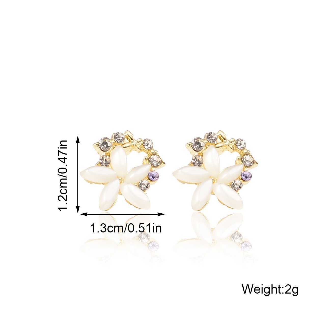 Buy Center Excellence-Girl Heart Zircon Flower Earrings Female Japanese Korean Sweet Fashion Cat Eye Stone Earrings Exquisite Small And Versatile Earrings