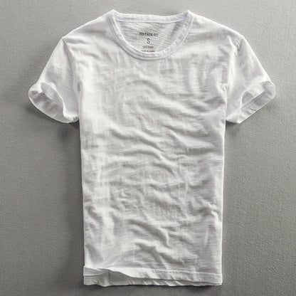 Fresh on the Scene at Buy Center: Men's Casual Thin Breathable Washed Cotton Short Sleeve White