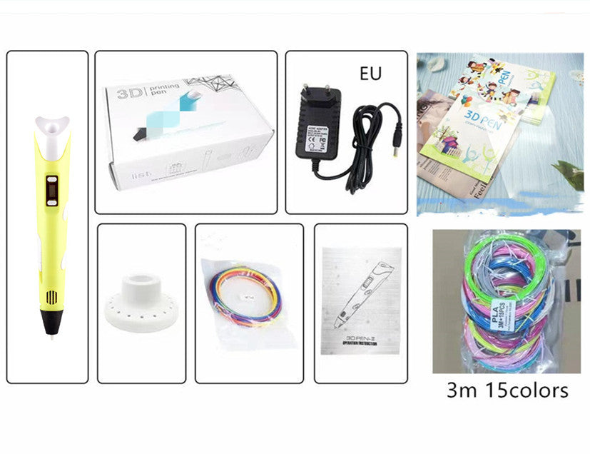 New at Buy Center: Children's 3d Printing Pen Three-dimensional Brush Toy Set Yellow pen D set