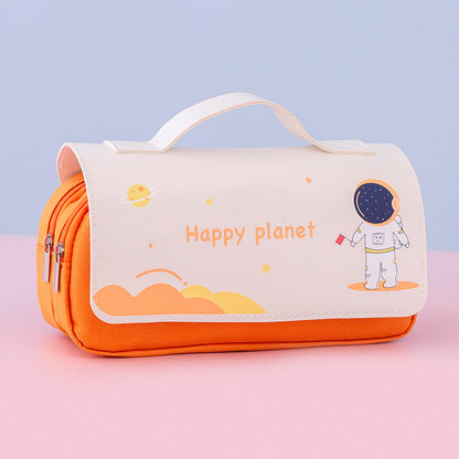 Newly Arrived at Buy Center: Large-capacity Pencil Case Cute Portable Cartoon Creative Multi-function Orange